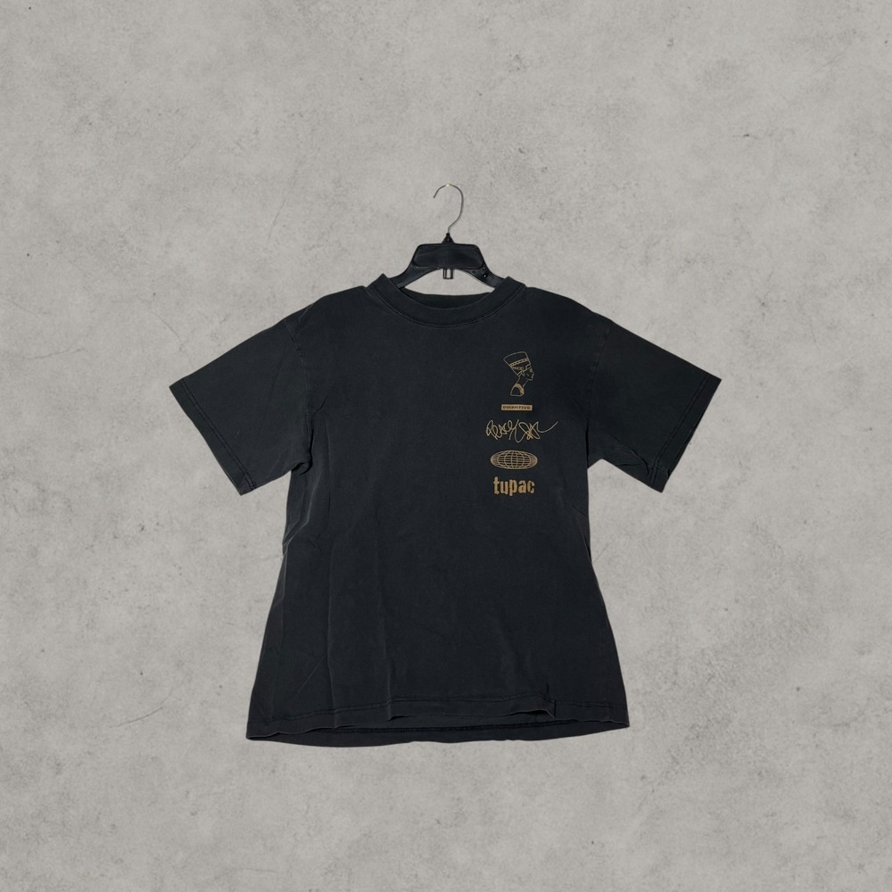 Primitive x 2Pac Tupac Shakur Washed Black Graphic T-Shirt Small Hip Hop Rap Tee